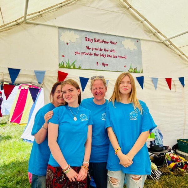 image of staff in the parent & baby chill out zone tent