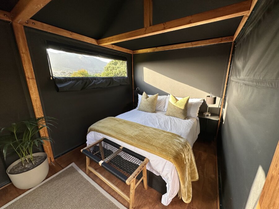 image of a double bed in the eco-lodge suite 