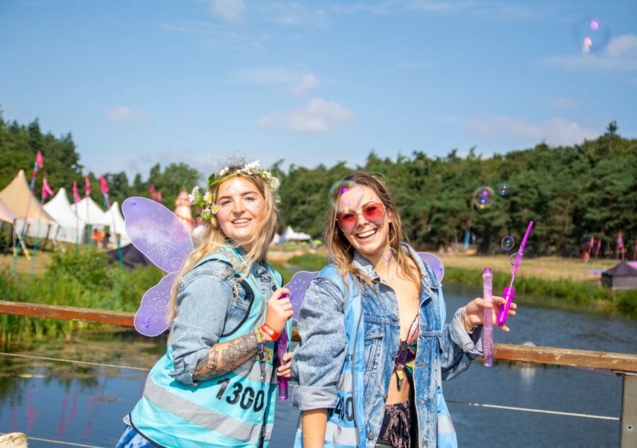 two volunteers in the bridge