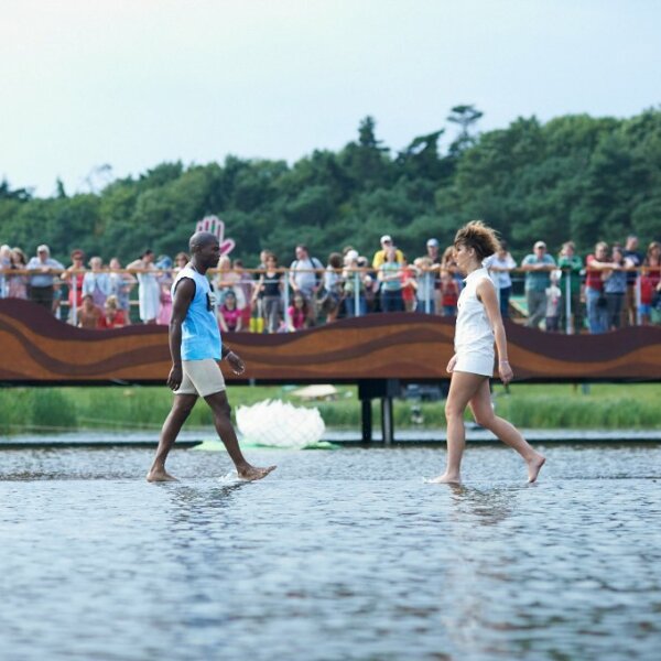 a fashion show on the lake